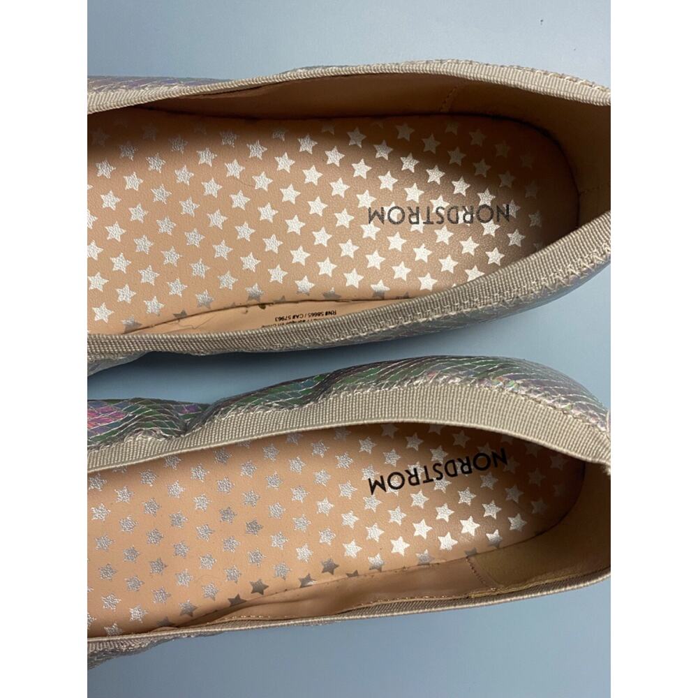 Girls Nordstrom Sz 3M Elise Ballet Flats w/Bow Rainbow Iridescent - Picture 7 of 14